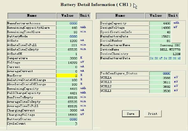 Battery test information