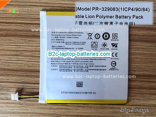 ACER PR329083 Battery 2780mAh, 10.28Wh  3.7V Black Li-Polymer