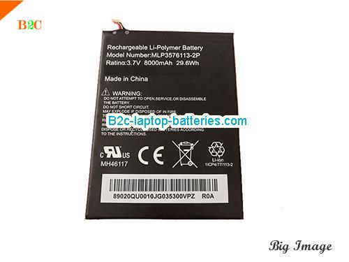 MCNAIR MLP3576113-2P Battery 8000mAh, 29.6Wh  3.7V Black Li-Polymer