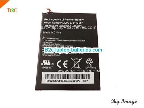 MCNAIR MLP3576113-2P Battery 8000mAh, 29.6Wh  3.7V Black Li-Polymer