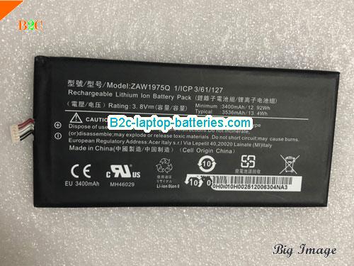 ACER 1/ICP3/61/127 Battery 3400mAh, 12.92Wh  3.8V Black Li-Polymer
