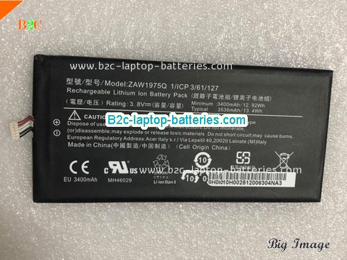 ACER A1-713 Battery 3400mAh, 12.92Wh  3.8V Black Li-Polymer