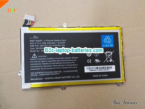 AMAZON Kindle Fire X43Z60 HD 7 Battery 4440mAh, 16.43Wh  3.7V Black Li-Polymer