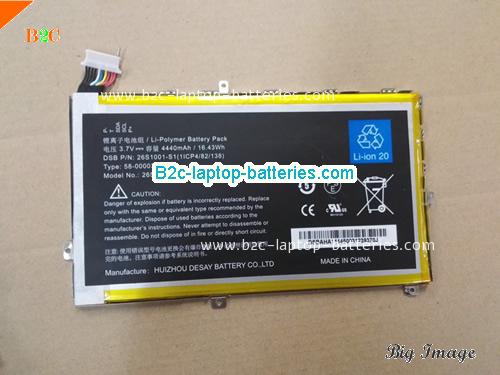 AMAZON Kindle Fire X43Z60 HD 7 Battery 4440mAh, 16.43Wh  3.7V Black Li-Polymer