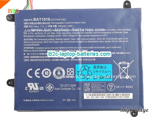 ACER A501 Battery 3260mAh, 24Wh  7.4V Black Li-ion