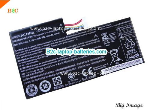 ACER Iconia Tab A1-810 Battery 4960mAh, 18.6Wh  3.75V Balck Li-ion