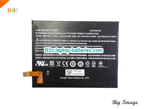 ACER 141007 Battery 3780mAh, 14.06Wh  3.8V Black Li-Polymer