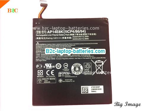 ACER AP14E8K Battery 3520mAh, 13.3Wh  3.8V Black Li-ion