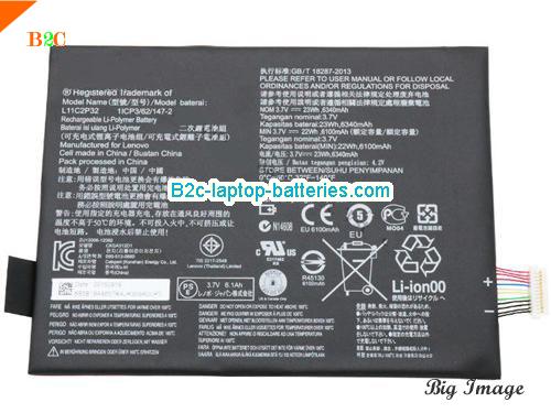 LENOVO IdeaPad S6000F Battery 6340mAh, 23Wh  3.7V Black Li-ion