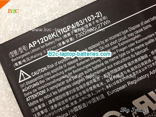 ACER Iconia W510-1892 Battery 7300mAh, 27Wh  3.7V Black Li-ion