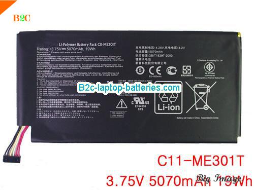 ASUS ASUS MeMo Pad 10 Smart ME301T tablet Battery 5070mAh, 19Wh  3.75V Black Li-Polymer