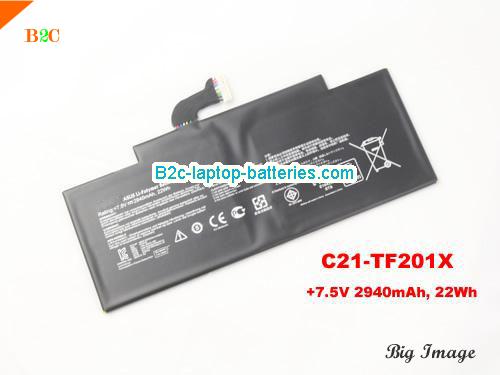 ASUS C21-TF201X Battery 2940mAh, 22Wh  7.5V Black Li-Polymer