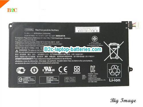 HP HSTNN-DB7V Battery 2600mAh, 30Wh  11.55V Black Li-Polymer
