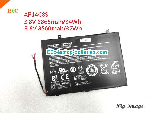 ACER SW5-171-89W0 Battery 8560mAh, 32Wh  3.8V Black Li-ion