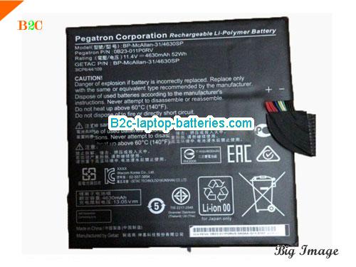 ACER 0B23-011N0RV Battery 4630mAh, 52Wh  11.4V Black Li-Polymer