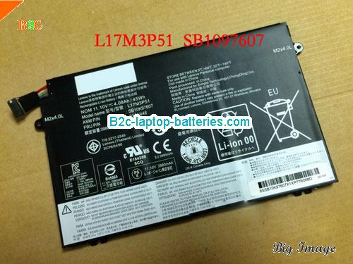 LENOVO ThinkPad E480-20KN001QGE Battery 4080mAh, 45Wh  11.1V Black Li-Polymer