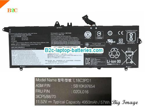 LENOVO 3ICP5/88/70 Battery 4950mAh, 57Wh  11.52V Black Li-Polymer