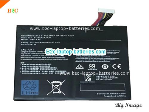 GIGABYTE GAGK40 Battery 4000mAh, 60.8Wh  15.2V Black Li-Polymer