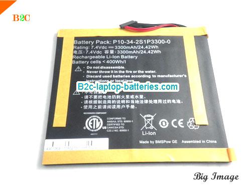 VIEWSONIC 10S Tab Battery 3300mAh, 24.42Wh  7.4V Black Li-Polymer