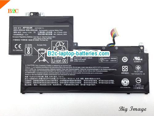 ACER 3ICP468111 Battery 3770mAh, 42Wh  11.25V Black Li-Polymer