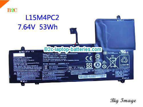 LENOVO Yoga 710-14IKB 80V4004NMH Battery 6360mAh, 53Wh  7.6V Black Li-ion
