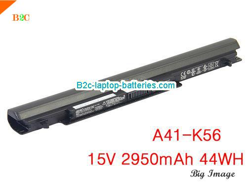 ASUS K56CM-XX055 Battery 2950mAh, 44Wh  15V Black Li-ion