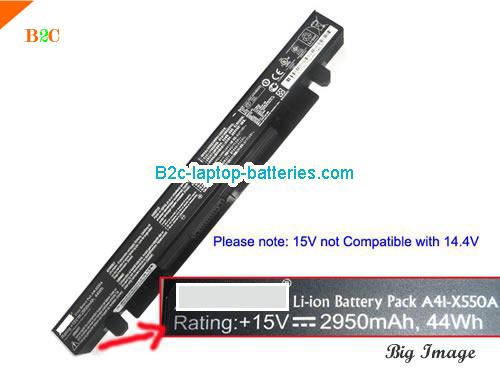 ASUS X550A Battery 2950mAh, 44Wh  15V Black Li-ion