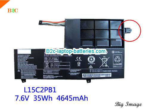 LENOVO Yoga 510-15IKB(80VC0037GE) Battery 4610mAh, 35Wh  7.6V Black Li-ion