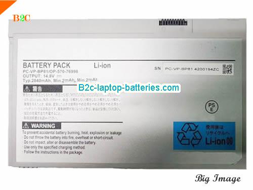 NEC PC-VK15EZUDH Battery 2840mAh, 41.4Wh  14.8V Grey Li-ion
