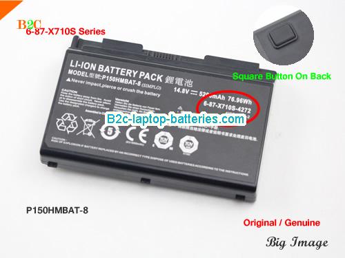 CLEVO P170HM-3DE Battery 5200mAh, 76.96Wh  14.8V Black Li-ion