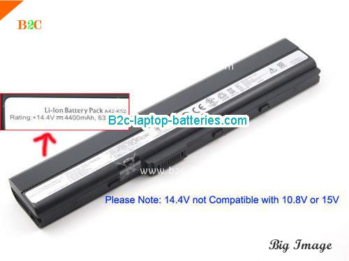 ASUS K52f Battery 4400mAh, 63Wh  14.4V Black Li-ion