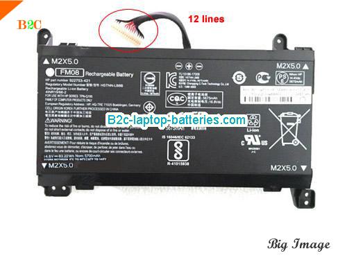 HP FM08 Battery 5973mAh, 86Wh  14.4V Black Li-ion