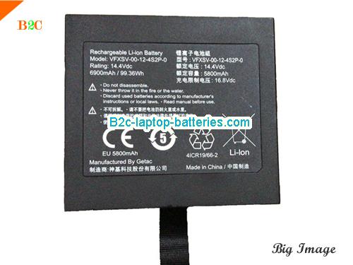 GETAC VFXSV-00-12-4S2P-0 Battery 6900mAh, 99.36Wh  14.4V Black Li-ion
