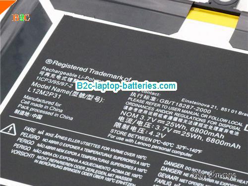  image 2 for 11CP3/95/972 Battery, $Coming soon!, LENOVO 11CP3/95/972 batteries Li-ion 3.7V 6800mAh, 25Wh  Black