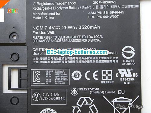  image 2 for 00HW007 Battery, $57.86, LENOVO 00HW007 batteries Li-ion 7.4V 3250mAh, 26Wh  Black