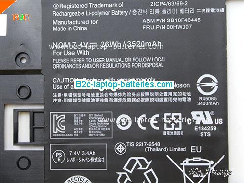  image 2 for 00HW007 Battery, $57.86, LENOVO 00HW007 batteries Li-ion 7.4V 3250mAh, 26Wh  Black