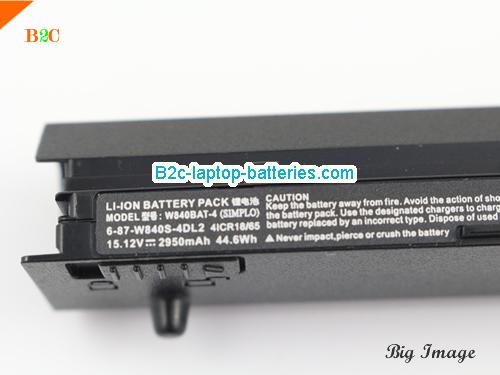  image 2 for 6-87-W840S-4DL1 Battery, $50.35, CLEVO 6-87-W840S-4DL1 batteries Li-ion 15.12V 2950mAh, 44.6Wh  Black