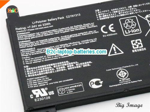  image 2 for C21N1313 Battery, $58.96, ASUS C21N1313 batteries Li-ion 7.54V 4400mAh, 33Wh  Black