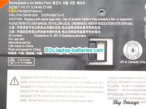  image 2 for SB10F46444 Battery, $53.27, LENOVO SB10F46444 batteries Li-ion 7.4V 3540mAh, 27Wh  Black
