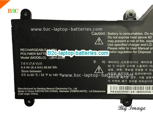  image 2 for LBH122SE Battery, $47.96, LG LBH122SE batteries Li-ion 7.6V 6400mAh, 49Wh  Black