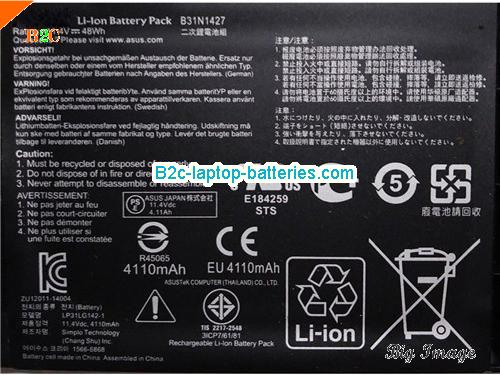  image 2 for B31N1427 Battery, $42.97, ASUS B31N1427 batteries Li-ion 11.4V 4110mAh, 48Wh  Black