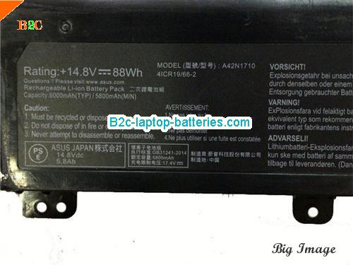  image 2 for Genuine ASUS A42N1710 Battery pack Li-ion 88wh, Li-ion Rechargeable Battery Packs