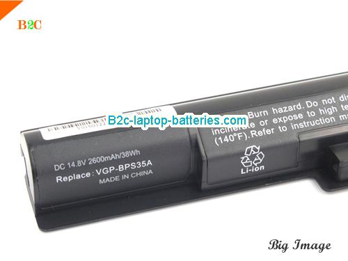  image 2 for New VGP-BPS35A Replacement Battery for Sony F1521V3CW F1531V8CW SVF14215SC VAIO Fit 15E Laptop, Li-ion Rechargeable Battery Packs