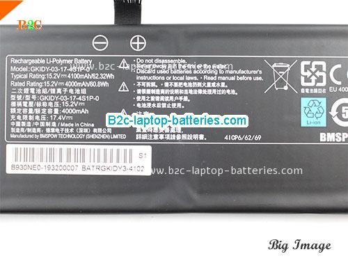  image 3 for Genuine Getac GKIDY-03-17-4S1P-0 Battery 4ICP6/62/69 15.2V 62.32Wh , Li-ion Rechargeable Battery Packs