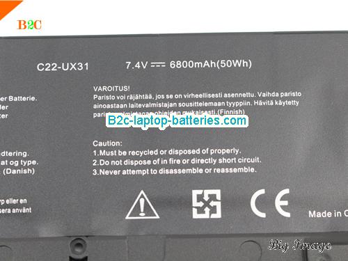  image 3 for New C23-UX31 C22-UX31 Replacement Battery for Asus ZENBOOK UX31 UX31E UX31E-DH72 Laptop, Li-ion Rechargeable Battery Packs