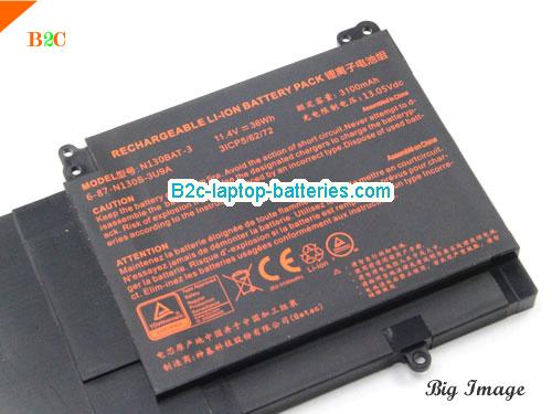  image 4 for 6-87-N130S-3U9A Battery, $50.95, CLEVO 6-87-N130S-3U9A batteries Li-ion 11.4V 3100mAh, 32Wh  Black