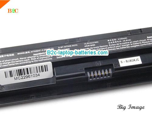  image 4 for 6-87-N750S-4EB2 Battery, $46.16, CLEVO 6-87-N750S-4EB2 batteries Li-ion 14.8V 2100mAh, 31Wh  Black