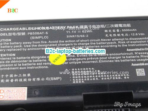  image 4 for PB50BAT-6 Battery, $47.95, CLEVO PB50BAT-6 batteries Li-ion 11.1V 5500mAh, 62Wh  Black