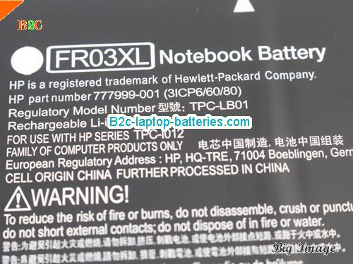  image 5 for GENUINE HP FR03XL 777999-001 TPC-LB01 Laptop Battery, Li-ion Rechargeable Battery Packs
